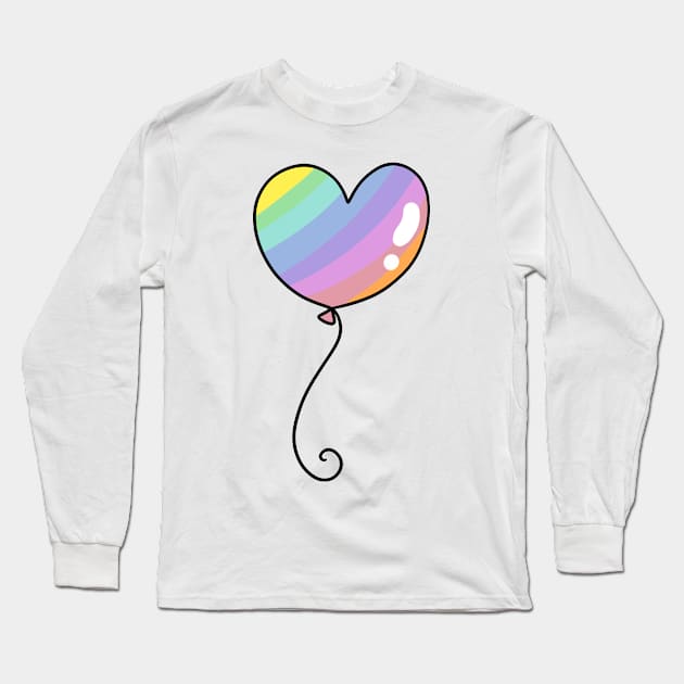 Rainbow Pastel Heart Balloon Long Sleeve T-Shirt by saradaboru